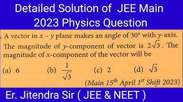 114 JEE Main 15th April 1st Shift 2023 Class 11 Physics Question Vectors #energeticphysics