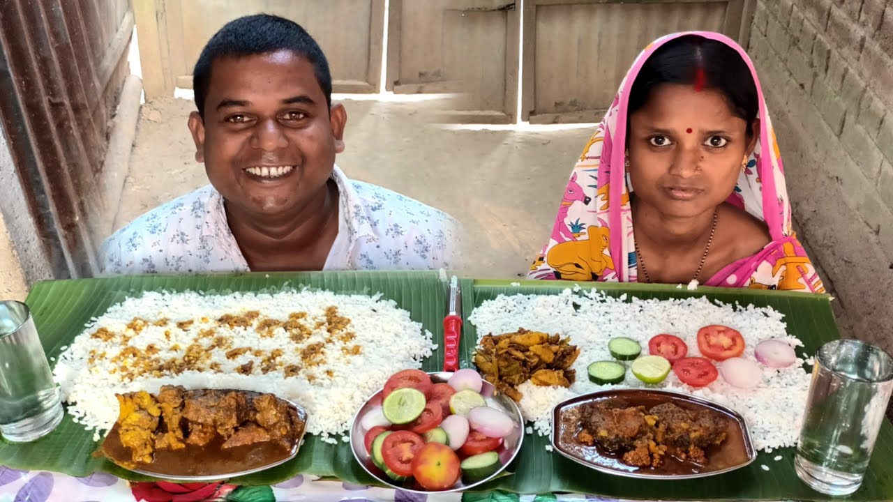Asmr Eating 🔥 Spicy Mutton Kosha ( খাসির মাংস ), Spicy Fish Curry 🔥 Salad, Misali Ghonto 🔥With Rice 