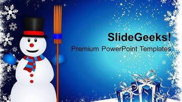 snowman with broom on christmas powerpoint templates ppt backgrounds for slides 1112 presentation in