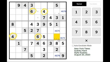 New York Times Sudoku Hard August 23, 2023