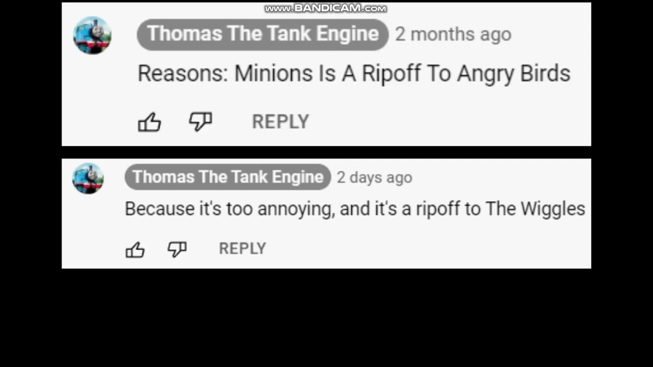 Proof that Thomas the Tank Engine (Despicable Me Hater) made two rip-off claims.
