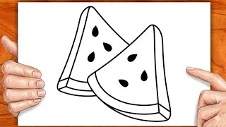 Dessin facile | comment dessiner une pastèque kawaii | facile à dessiner | Dessin kawaii