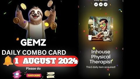 Gemz 1 AUGUST combo | Daliy  combo  today | Gemz DALIY Combo  1 Aug | #gemz #gemzdailycombo #games