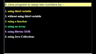A java program to swap two numbers 