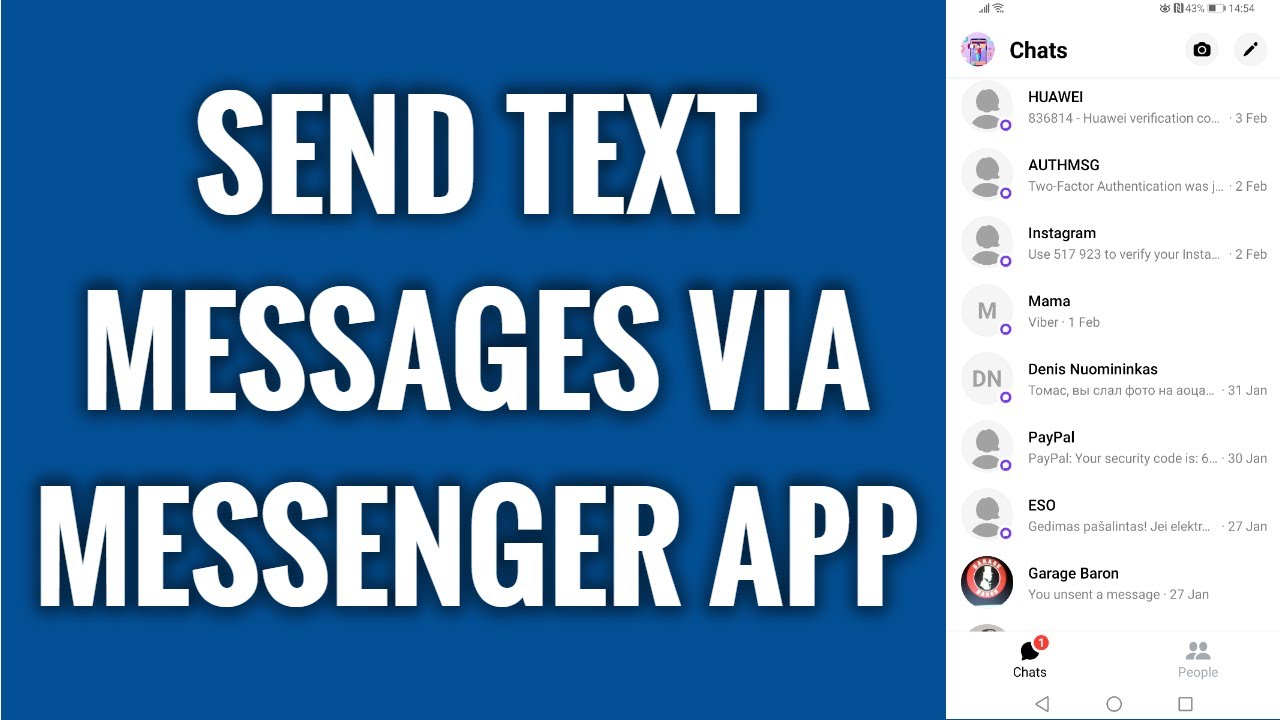 Message via. Text Messenger. I Messenger text.