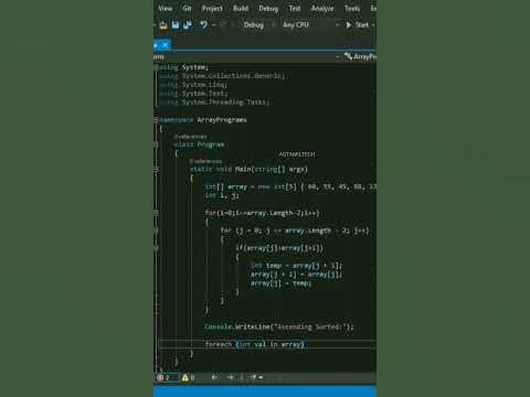 Bubble Sort Ascending Order Program in C# | AGTAMILTECH - YouTube