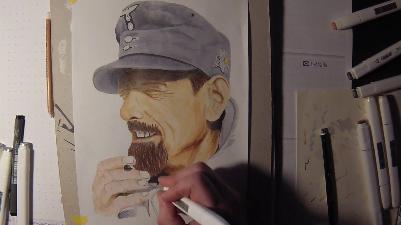 Speed Drawing German Soldier Touch Twin Marker Youtube