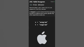 Apple - Valid Anagram 242