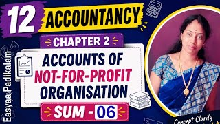 12 Accountancy - Chapter 2 - Sum 6 - Accounts of Not-for-Profit organisation 