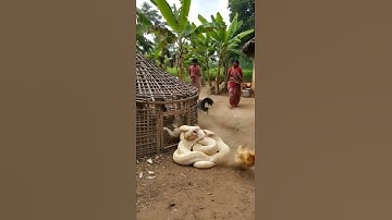 Albino Python Attacks Hen Inside Indian Farm