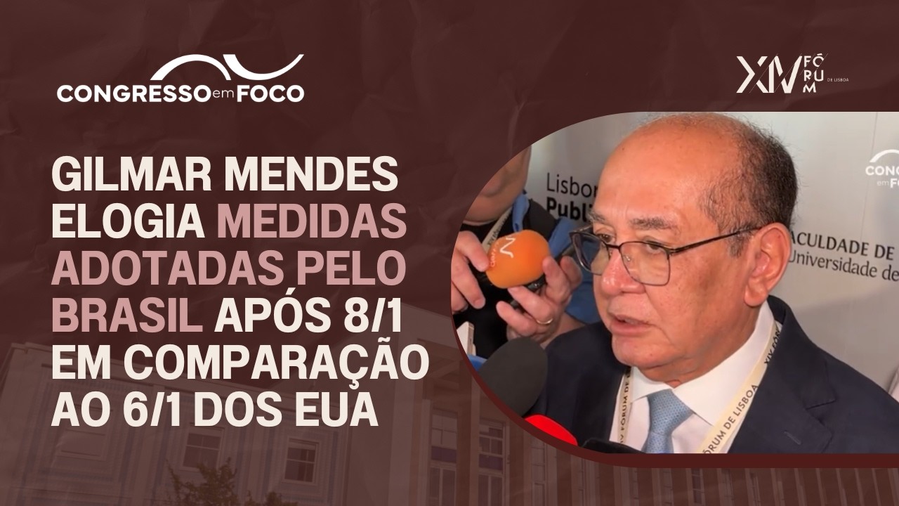 Gilmar Mendes elogia medidas adotadas pelo Brasil após 8/1 em comparação ao 6/1 dos EUA Gilmar Mendes elogia medidas adotadas pelo Brasil após 8/1 em comparação ao 6/1 dos EUA