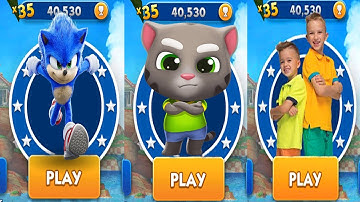 Sonic Dash vs Talking Tom Gold Run vs Vlad and Niki Run - Movie Sonic vs All Characters Unlocked