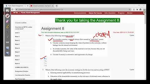 Assignment 8 solution | Plastic waste management | Swayam | NPTEL