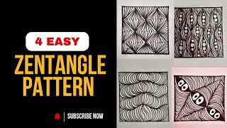 4 Easy zentangle patterns | Easy drawing | Doodle art