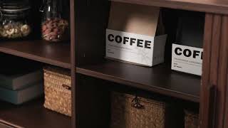 Furnny MCS1 47inch Walnut TV Stand with Sliding Doors