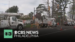 Crews continue cleaning up after strong winds damage trees, traffic lights in Bucks County