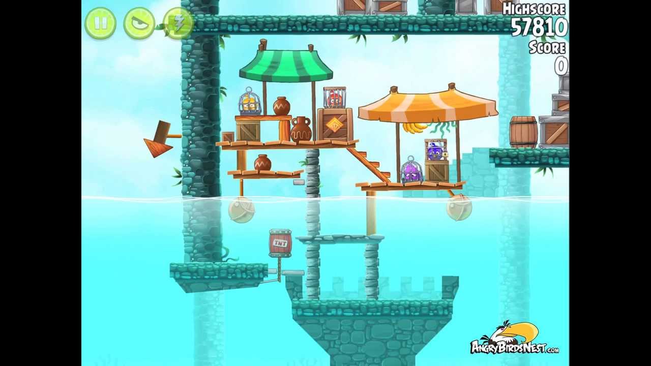 Angry Birds Rio High Dive Level 1 Mighty Eagle Walkthrough