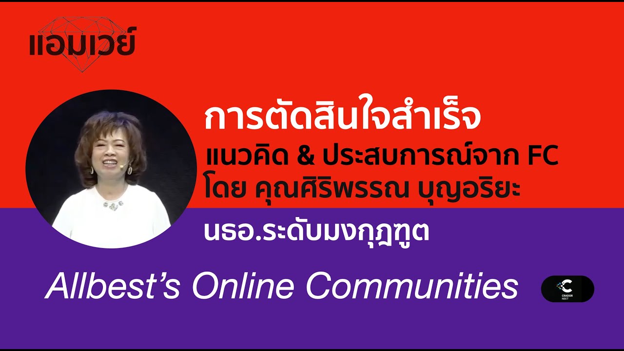 Outline Video การตัดสินใจสำเร็จ แนวคิด & ประสบการณ์จาก FC โดย คุณศิริพรรณ บุญอริยะ