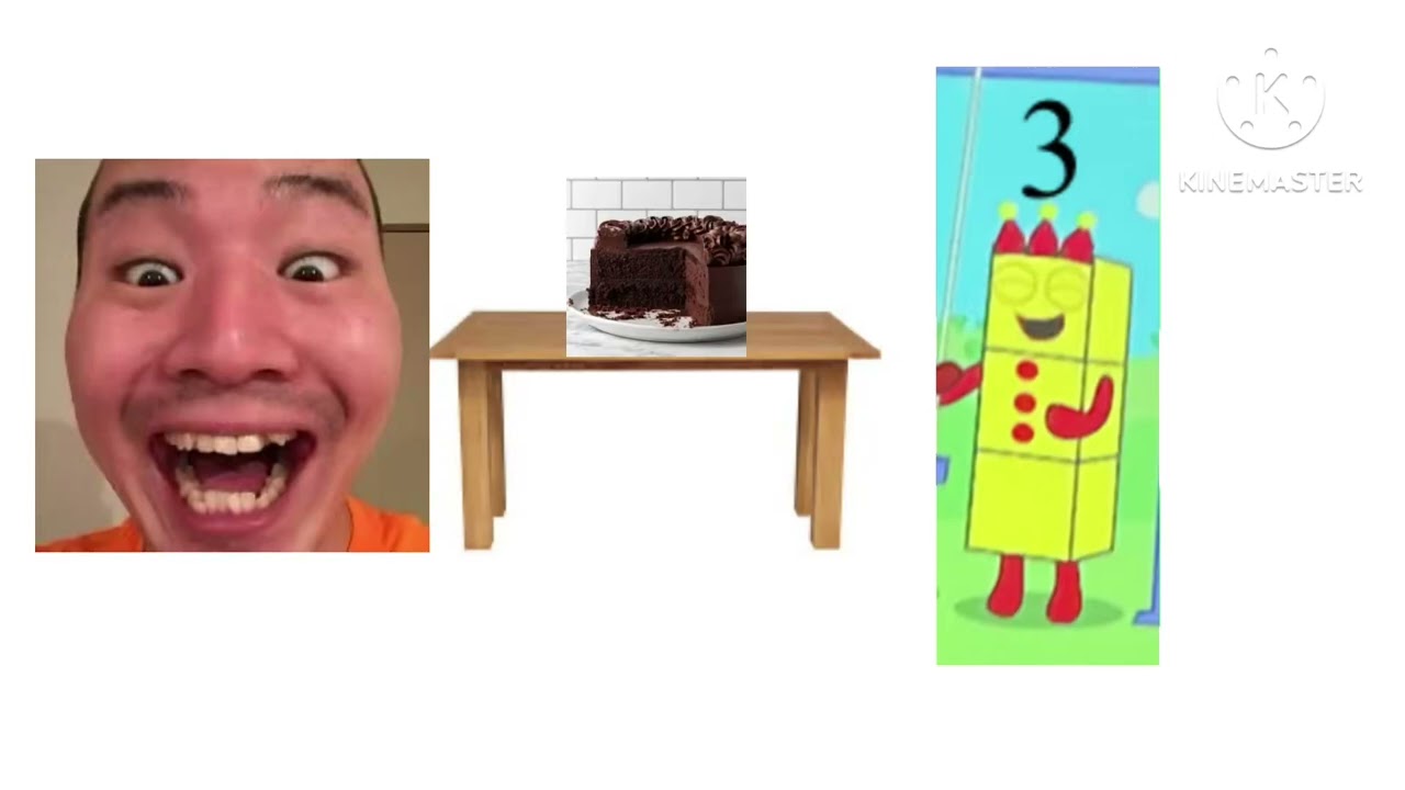 Numberblocks 3 haves a cake with Junya