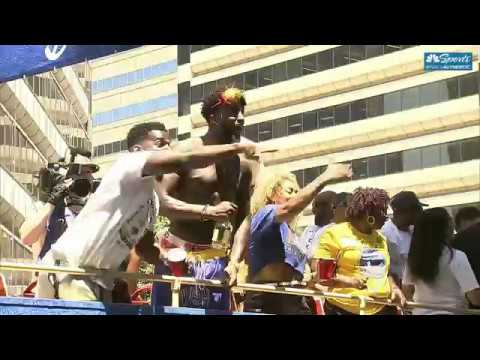 Jordan Bell ran out of Hennessy at the Warriors' parade so he drank a fan's