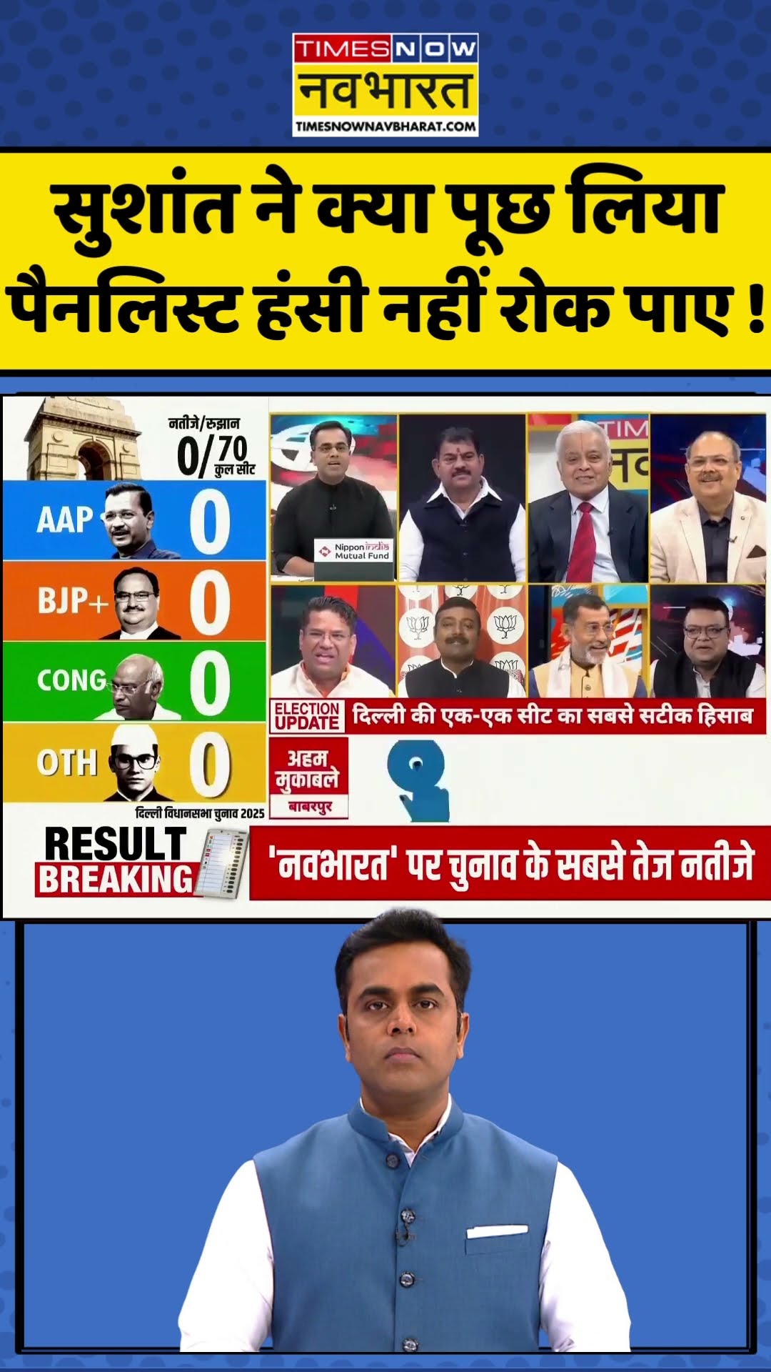 Sushant Sinha ने क्या पूछ लिया, पैनलिस्ट हंसी नहीं रोक पाए ! #delhielectionresults #aap #delhi