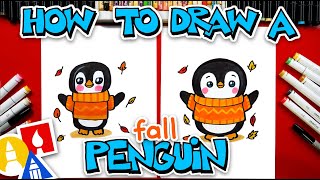 how draw fall penguin