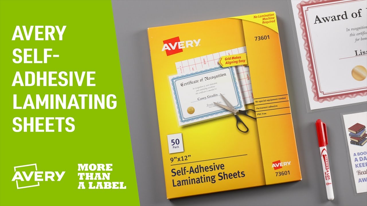 Demo Video: Avery Self-Adhesive Laminating Sheets, 73601, 73603