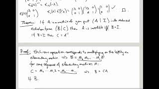 Linear Algebra 23: Elementary matrices, 2
