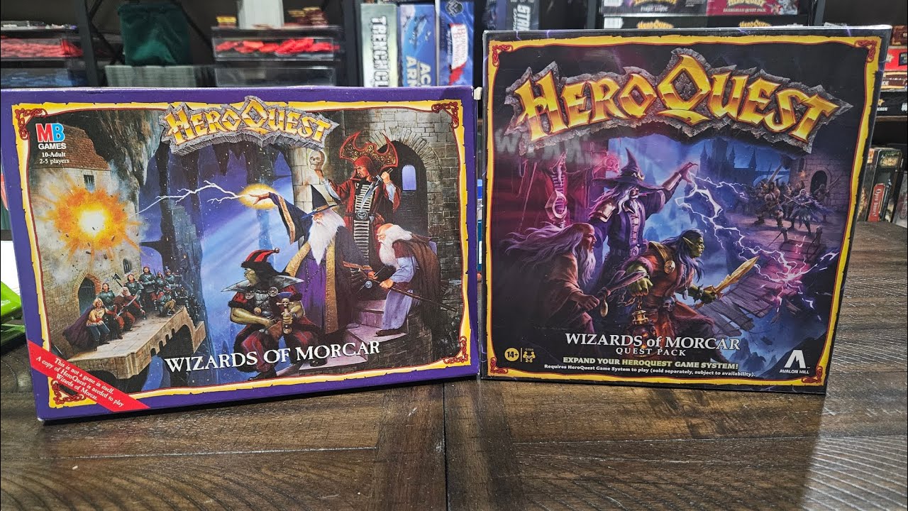 HeroQuest comparison Milton Bradley and Avalon Hill unboxing Wizards of Morcar expansion.
