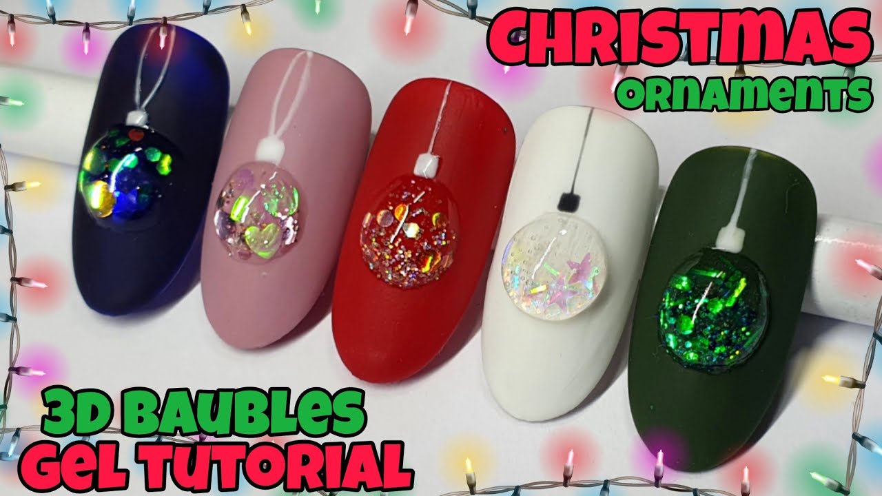 🎄 ПРОСТЫЕ РОЖДЕСТВЕНСКИЕ 3D-ШАРИКИ | Украшения и декор | Дизайн гелевых ногтей | Как сделать - урок