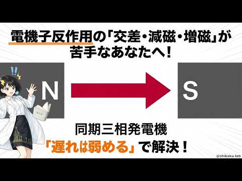 三相同期発電機の等価回路を「抵抗はナナメ・遅れは弱める・進みは強める」で攻略