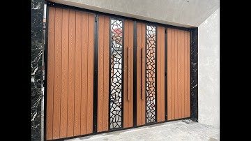 Thi công cổng 4 cánh xếp ốp nhựa giả gỗ & Motor âm sàn tự động. Biệt Thự tại Bình Dương