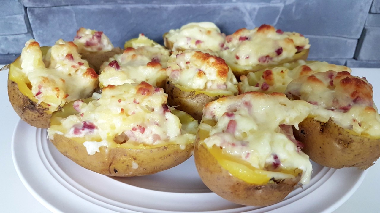 Gefüllte Ofenkartoffeln mit Speck &amp; Käse | Mittagessen | Rezept - YouTube