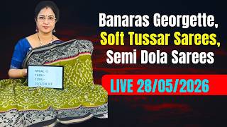 Banaras Georgette & Soft Tussar Sarees | Semi Dola Collection LIVE | Free Shipping@SreeNavaMedia screenshot 3