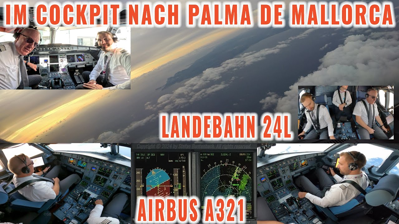 PALMA DE MALLORCA 🇪🇸 (PMI): Flieg mit uns im Airbus Cockpit zur Landebahn 24L Exklusive Einblicke