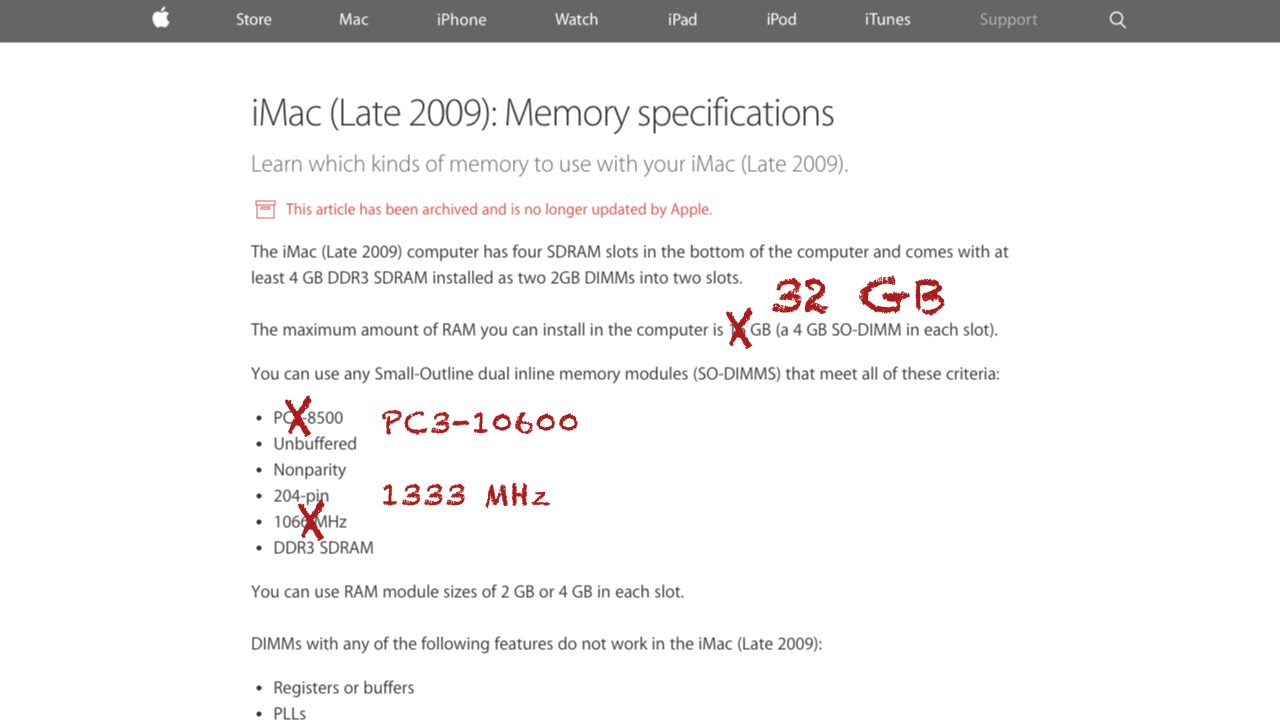 Late 09 27 Inch Imac Can Use 32 Gb Of 1333 Mhz Ram Beyond What Apple Says Youtube