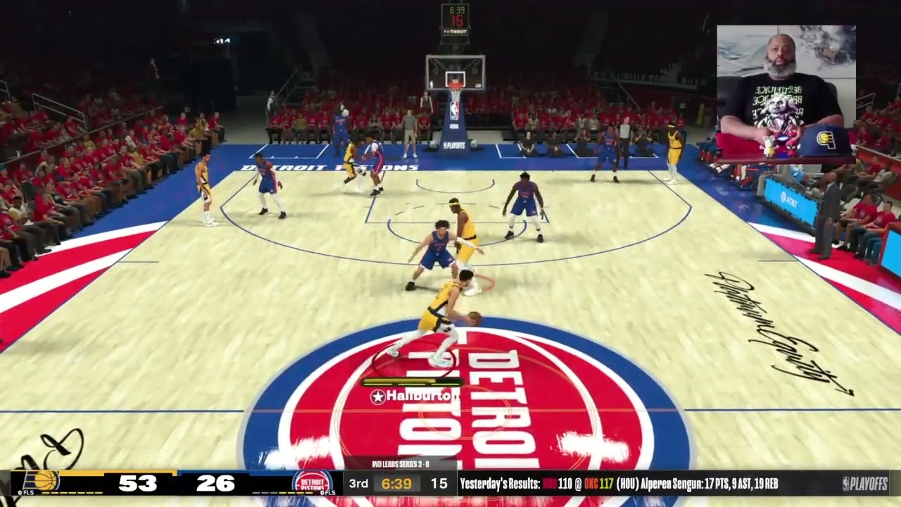 Haliburton commands the double team and finds Myles Turner for a tight three points. | 