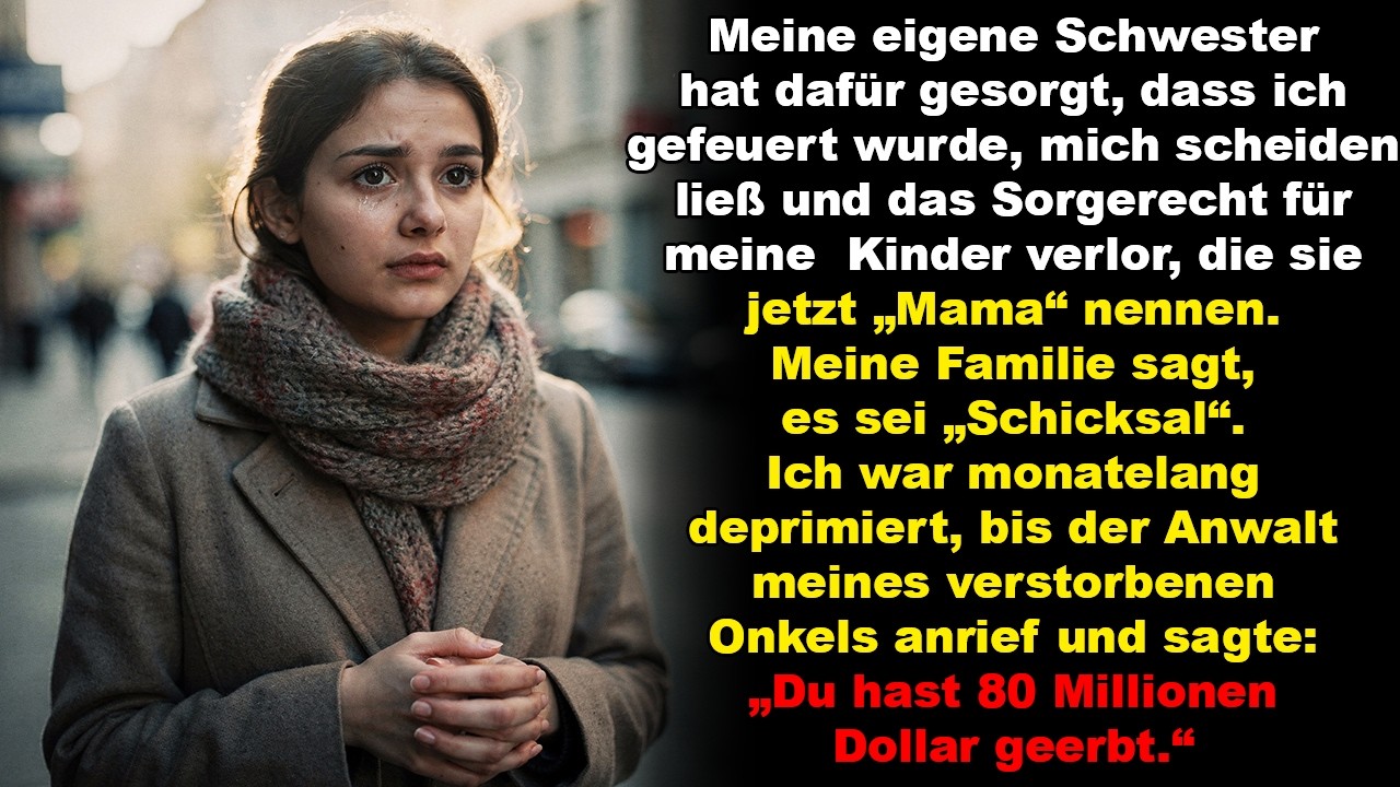 Meine eigene Schwester hat dafür gesorgt, dass ich gefeuert wurde, mich scheiden ließ und das …