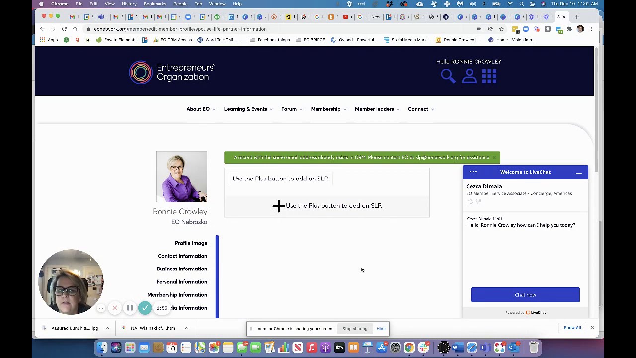 How to add SLP to Member Profile on EO Network