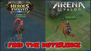 HEROES IN HEROES EVOLVED VS ARENA OF VALOR | SIMILARITIES AND DIFFERENCES | WHICH ONE IS BETTER