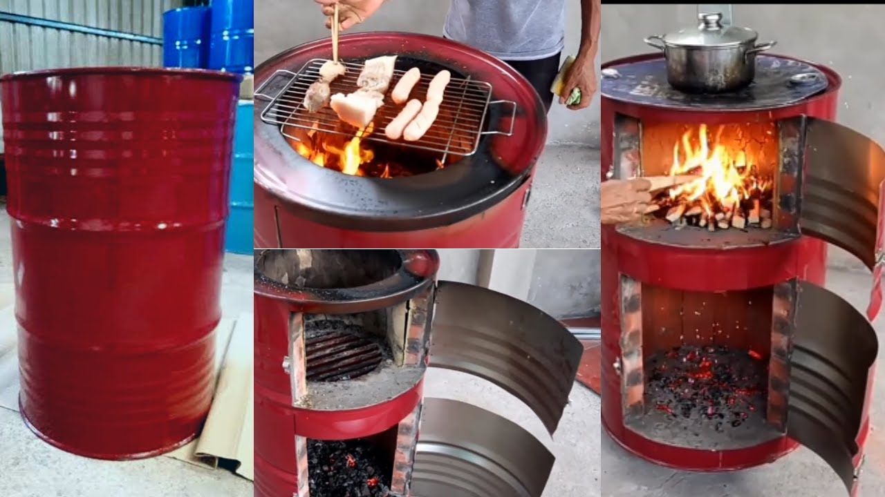 How to make barbecue from barrel metal drums project YouTube
