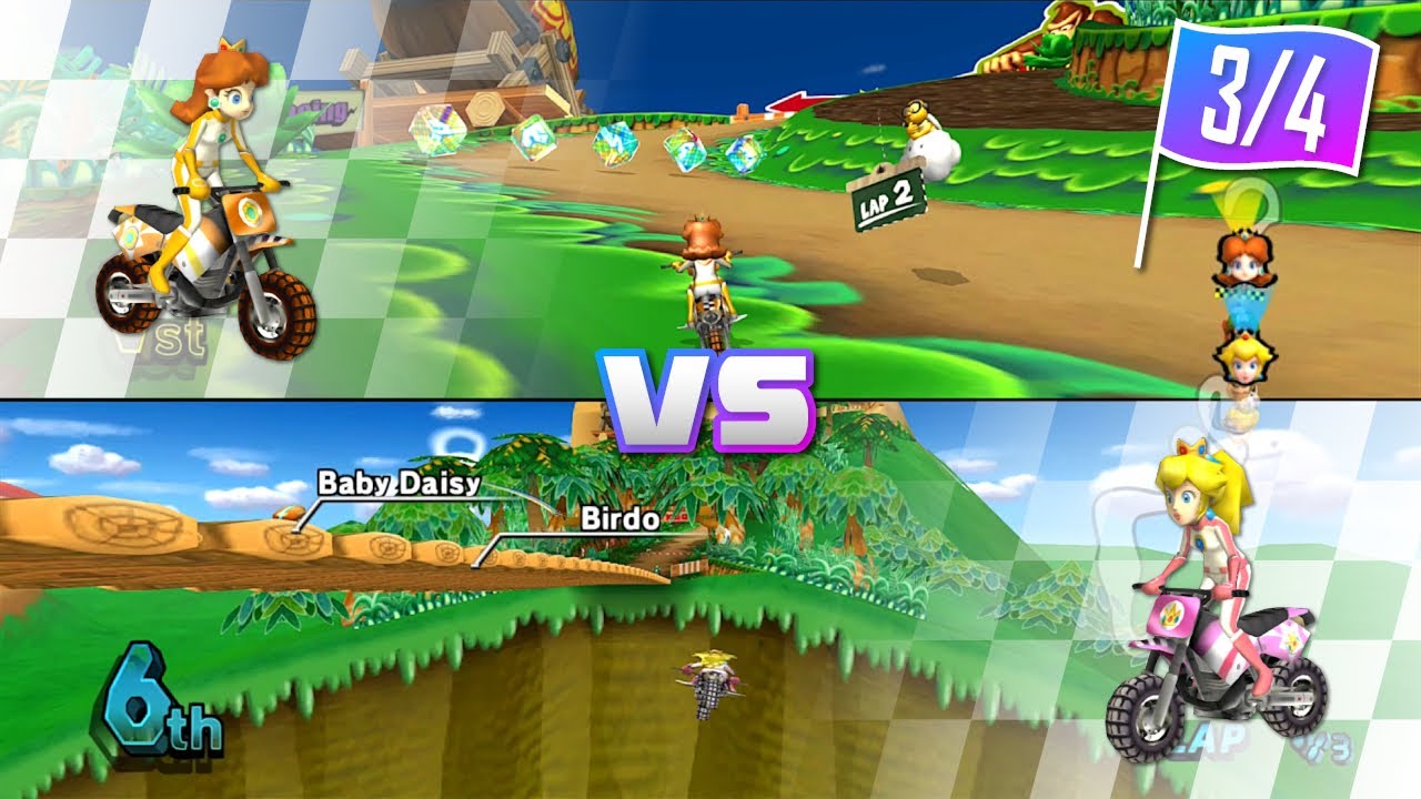 Peach vs Daisy on all Courses (Standard Bike M) [Part 3/4] - Mario Kart Wii Gameplay [Splitscreen]