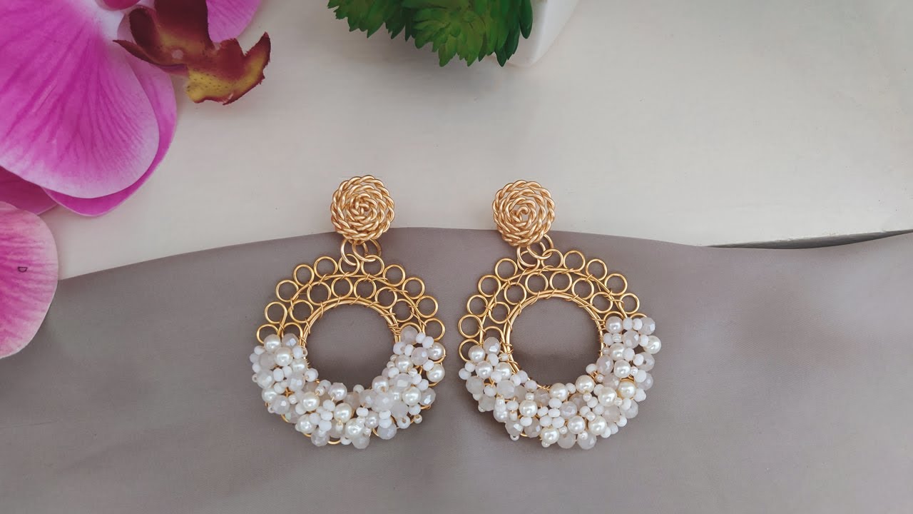Como hacer aretes filigrana tejida con cristales