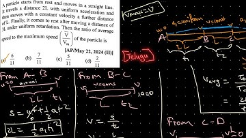 A particle starts from rest and moves in a straight line. It travels a distance 2L with uniform.....
