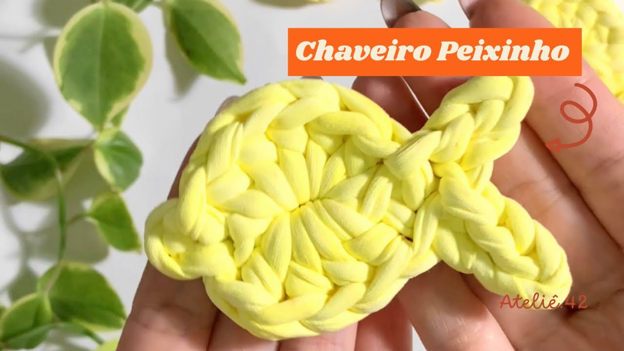 Chaveiro Peixinho de crochê com fio de malha #croche #fiodemalha #crochepassoapasso #crochet #crochê