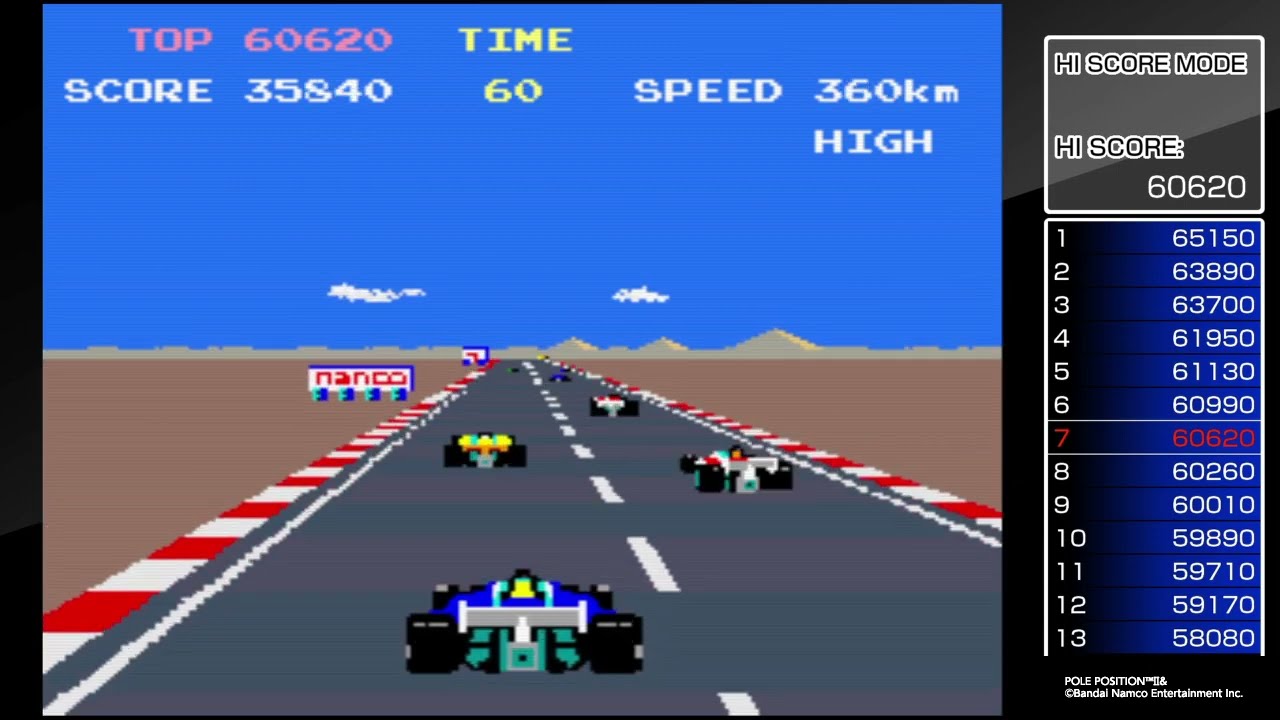 アーケードアーカイブス「ポールポジションII」ハイスコアモード61170