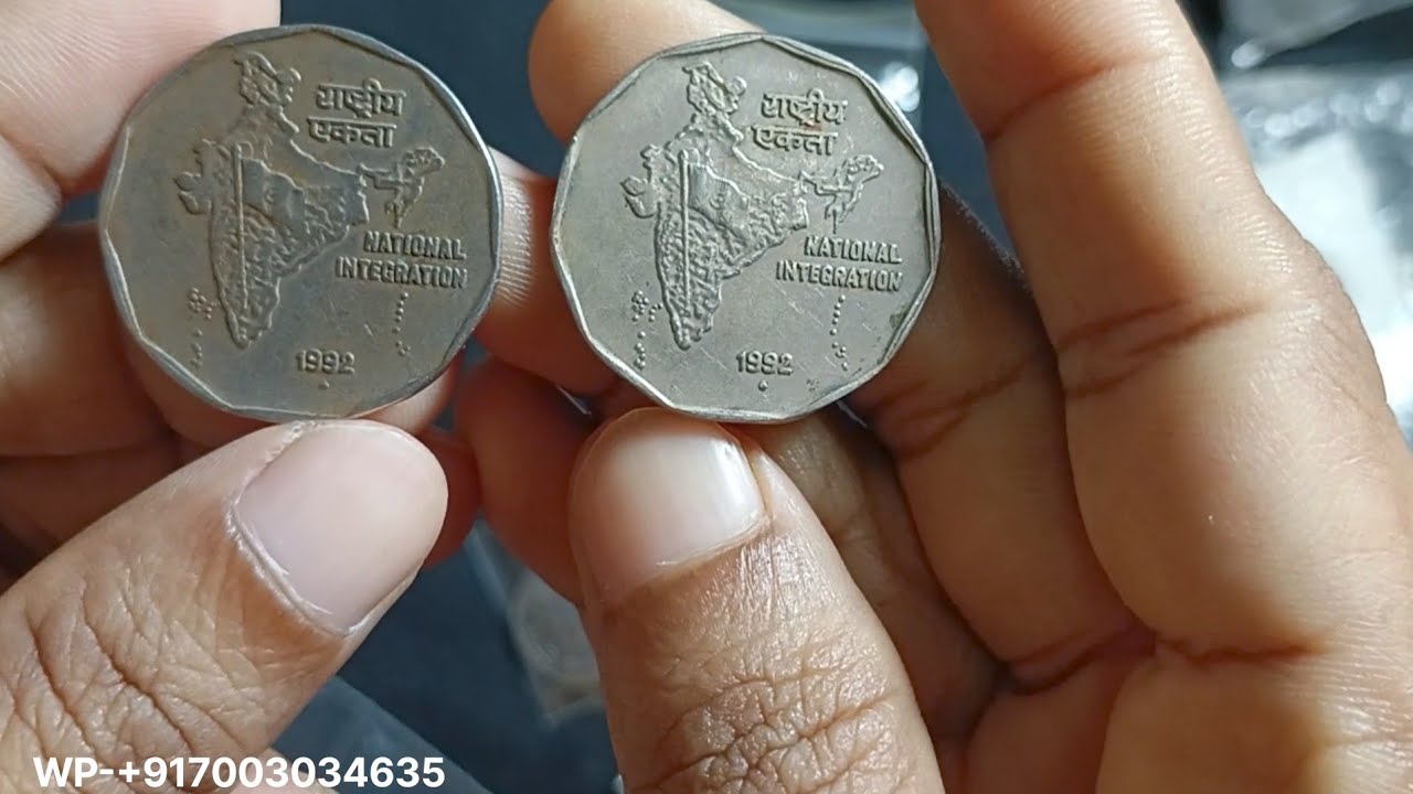 WP-+917003034635. Valuable Indian Coins. (H) 2 Rupee 1992 Noida Mint.