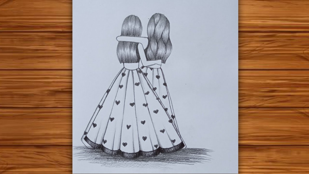 How to draw two girls best friends step by step|girls friendship ...
