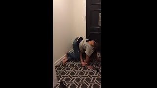 Girls Practicing Drunk Handstands In A Hotel Room