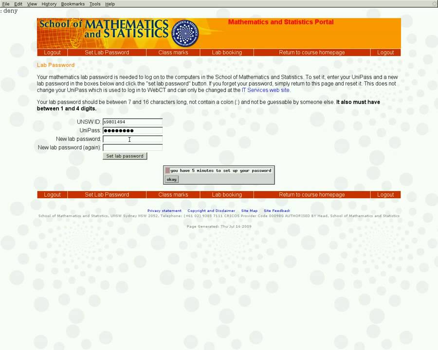 Set your Maths Lab Password
